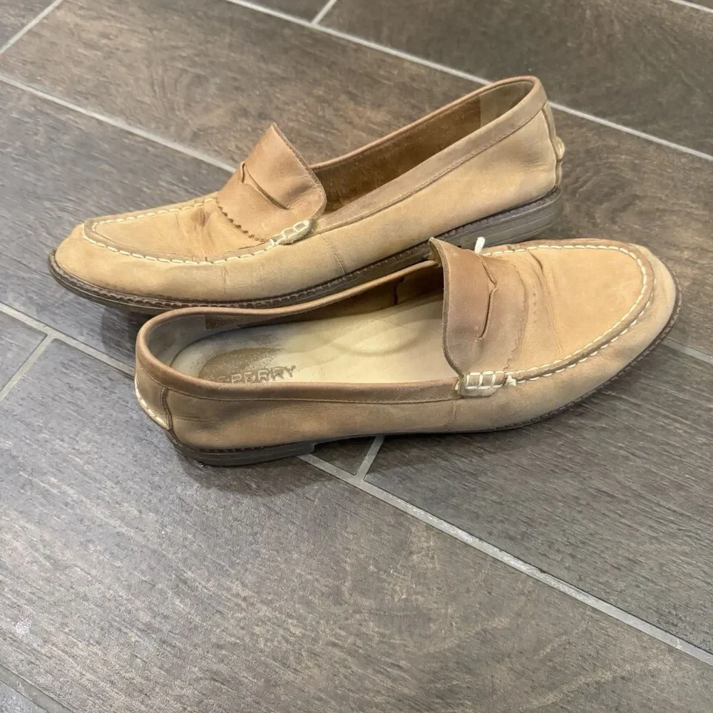 Sperry Top-Sider Women’s Seaport Leather Penny Loafers Tan STS82848 Size 11